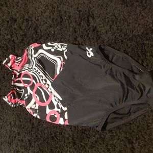 Gk Size CS pink, white and black Leotard